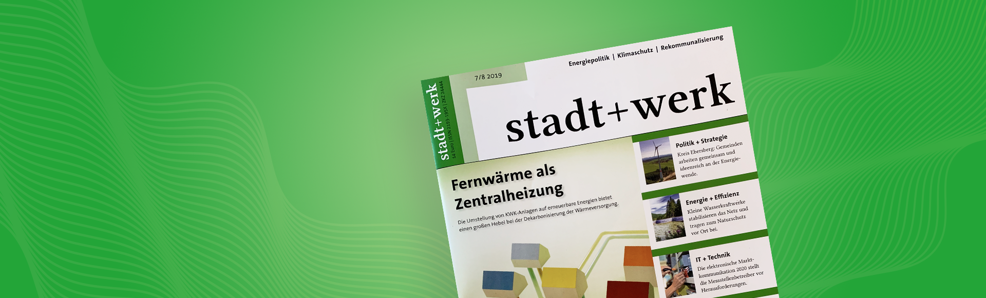 stadt und werk magazin auf grünem hintergrund